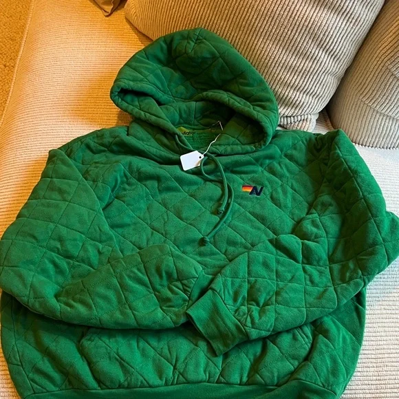 Aviator Nation Green Quilted Hoodie - Picture 14 of 15